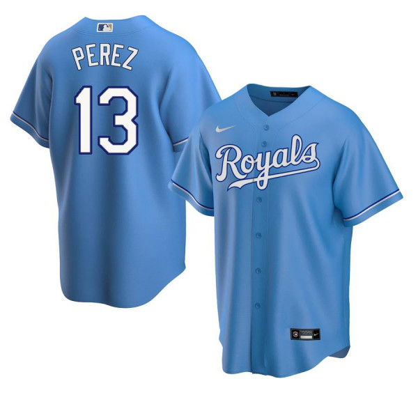 Kansas City Royals 13 Replica 2020 Light Blue Alternate Salvador Perez Jersey