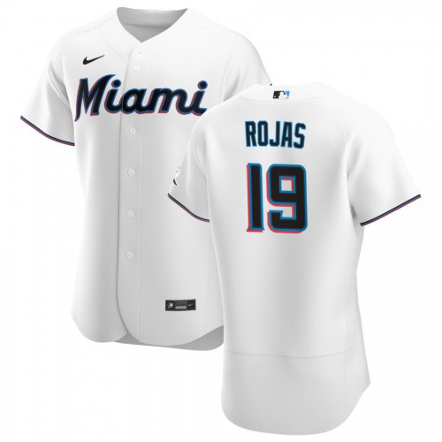 Miami Miami Marlins #19 Miguel Rojas Men's White Home 2020 Authentic Player Jersey Men's