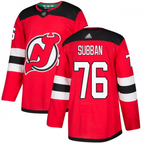 Adidas New Jersey Devils #76 P.K. Subban Red Home Authentic Stitched Jersey Men's