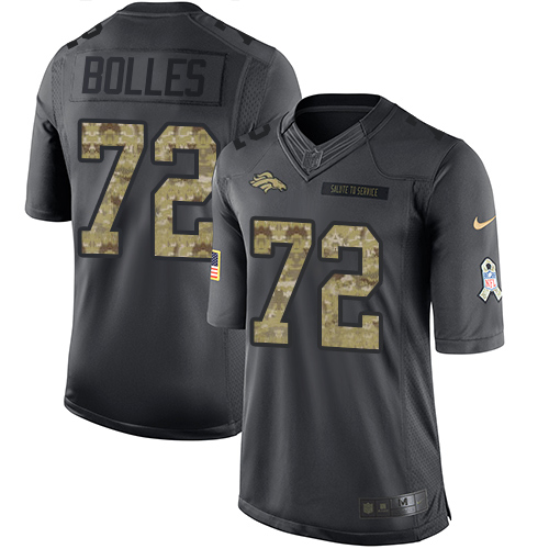 Denver Broncos #72 Garett Bolles Black Men's Stitched Limited 2016 Salute to Service Jersey Men's