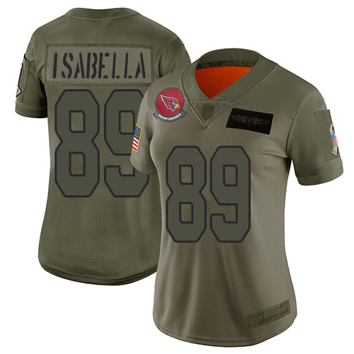 Arizona Cardinals #89 Andy Isabella Camo Women's Stitched Limited 2019 Salute to Service Jersey Womens