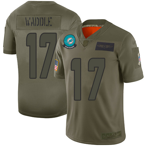 Dolphins #17 Jaylen Waddle Camo Youth Stitched Limited 2019 Salute To Service Jersey