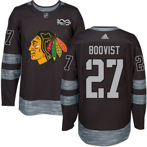 Adidas Chicago Blackhawks #27 Adam Boqvist Black 1917-2017 100th Anniversary Stitched Jersey Men's