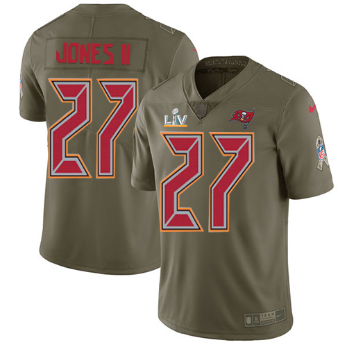 Tampa Bay Buccaneers #27 Ronald Jones II Olive Men's Super Bowl LV Bound Stitched Limited 2017 Salute To Service Jersey Men's