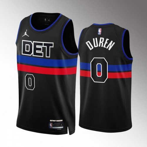 Detroit Detroit Pistons #0 Jalen Duren Mens Black 2022-23 Statement Edition Jersey Mens