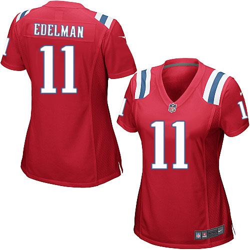 Patriots #11 Julian Edelman Red Alternate Women's Stitched Elite Jersey
