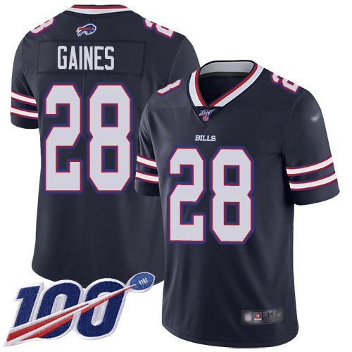 Buffalo Bills #28 E.J. Gaines Navy Youth Stitched Limited Inverted Legend 100th Season Jersey Youth