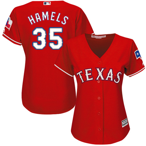 Texas Rangers #35 Cole Hamels Red Alternate Women's Stitched Jersey Womens