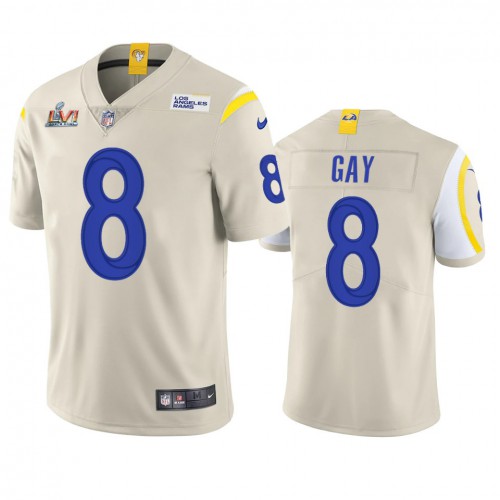 Los Angeles Los Angeles Rams #8 Matt Gay Men's Super Bowl LVI Patch Vapor Limited Jersey - Bone Men's