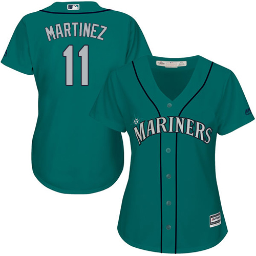 Seattle Mariners #11 Edgar Martinez Green Alternate Women's Stitched Jersey Womens