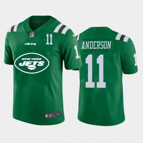 New York New York Jets #11 Robby Anderson Green Men's Big Team Logo Player Vapor Limited Jersey Men's