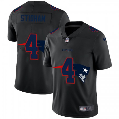 New England New England Patriots #4 Jarrett Stidham Men's Team Logo Dual Overlap Limited Jersey Black Men's