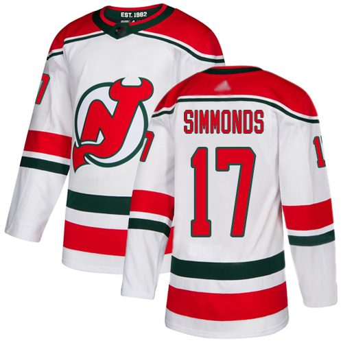 Adidas New Jersey Devils #17 Wayne Simmonds White Alternate Authentic Stitched Jersey Men's