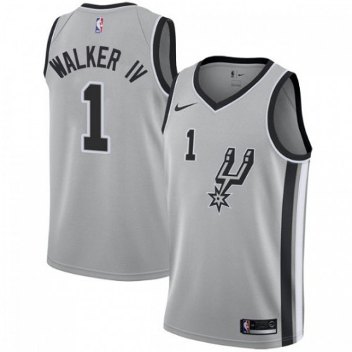San Antonio Spurs #1 Lonnie Walker IV Silver Swingman Statement Edition Jersey Mens