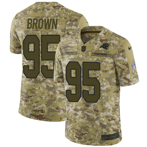 Carolina Panthers #95 Derrick Brown Camo Men's Stitched Limited 2018 Salute To Service Jersey Men's