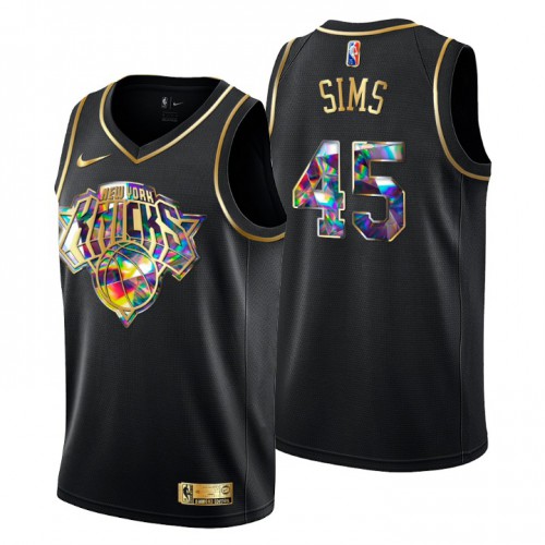 New York New York Knicks #45 Jericho Sims Mens Golden Edition Diamond Logo 2021/22 Swingman Jersey - Black Mens