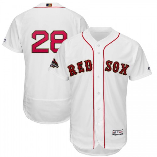 Boston Boston Red Sox #28 J.D. Martinez Majestic 2019 Gold Program Flex Base Player Jersey White Men's