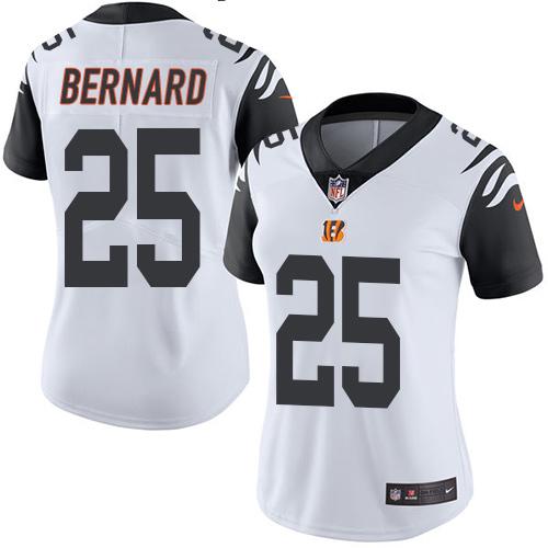 Cincinnati Bengals #25 Giovani Bernard White Women's Stitched Limited Rush Jersey Womens