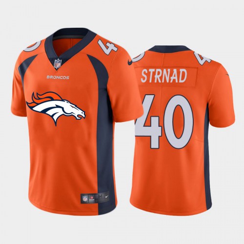 Denver Denver Broncos #40 Justin Strnad Orange Men's Big Team Logo Vapor Limited Jersey Men's