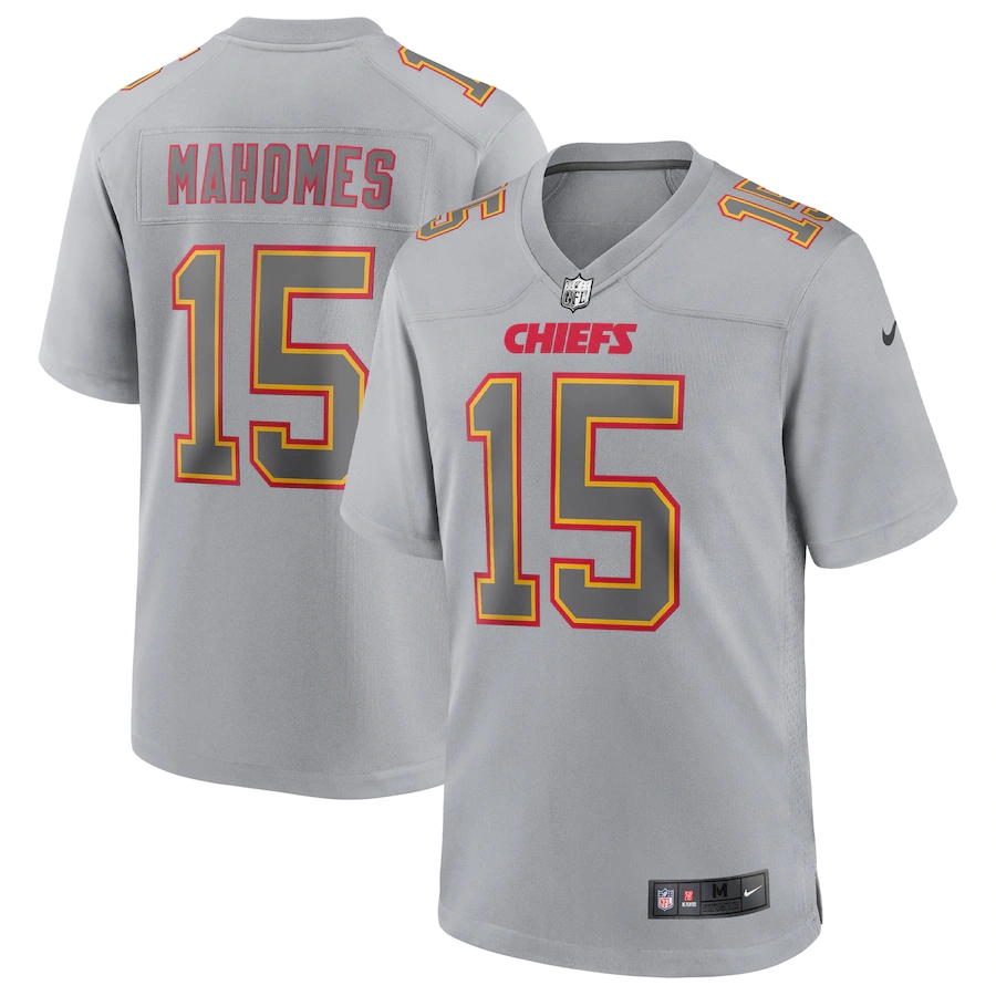 Kansas City Chiefs #15 Patrick Mahomes Men's Gray Atmosphere Fashion Game Jersey