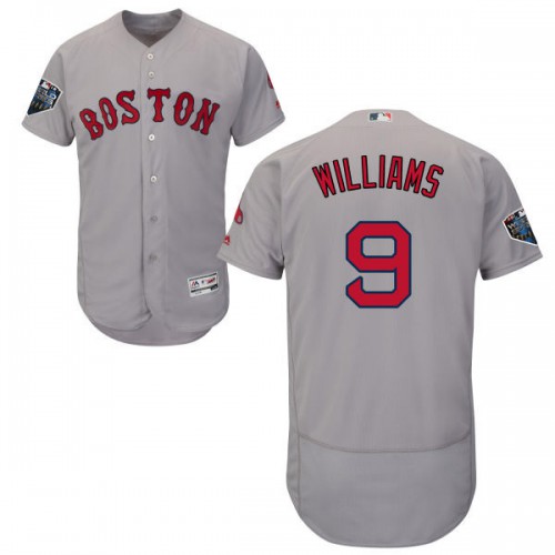 Boston Red Sox #9 Ted Williams Grey Flexbase Authentic Collection 2018 World Series Stitched Jersey Men's
