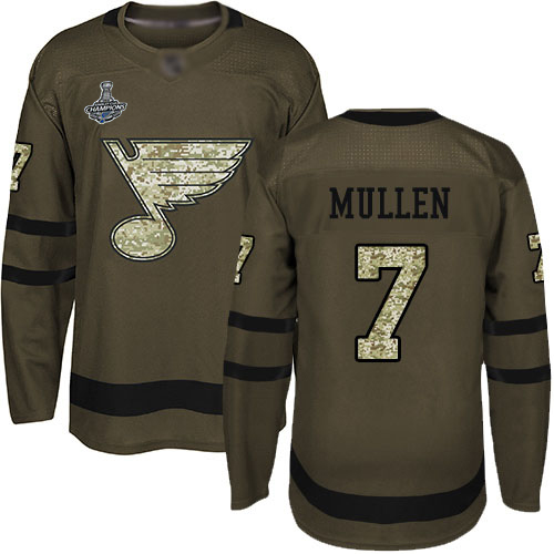 Adidas St. Louis Blues #7 Joe Mullen Green Salute to Service Stanley Cup Champions Stitched Jersey Men's