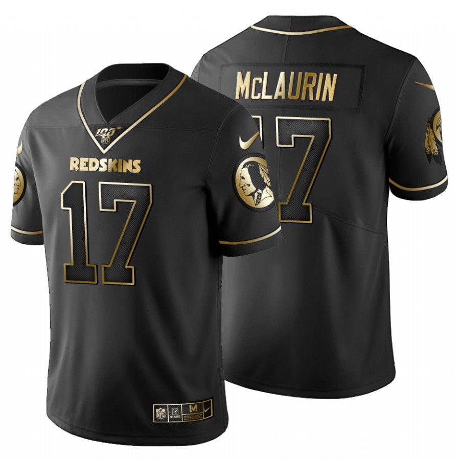 Washington Commanders #17 Terry McLaurin Men's Black Golden Limited 100 Jersey