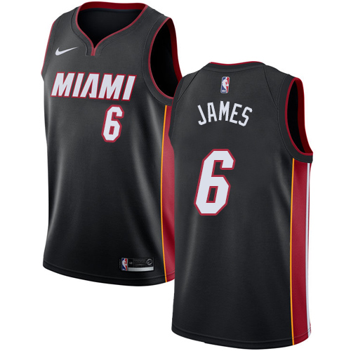 Miami Heat #6 LeBron James Black Womens Swingman Icon Edition Jersey Womens