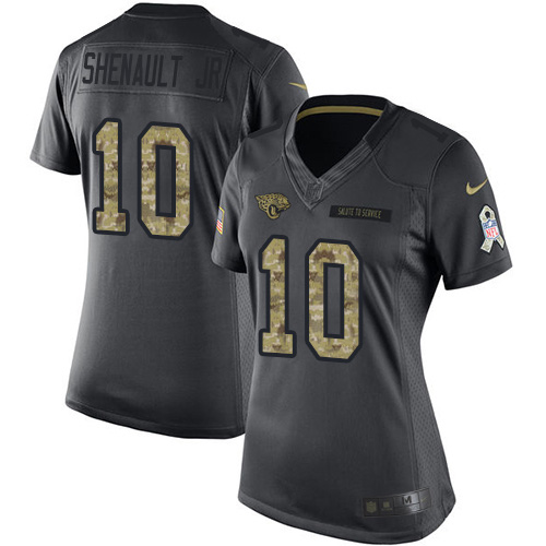 Jacksonville Jaguars #10 Laviska Shenault Jr. Black Women's Stitched Limited 2016 Salute to Service Jersey Womens
