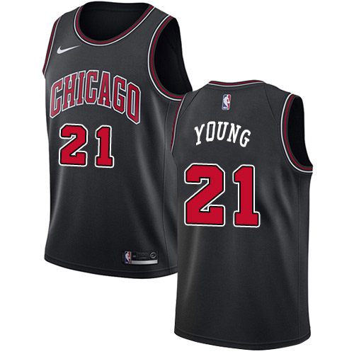 Chicago Bulls #21 Thaddeus Young Black Swingman Statement Edition Jersey Mens