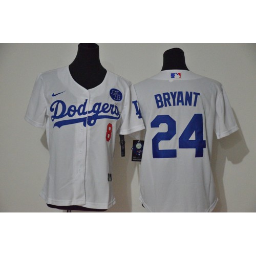 Los Angeles Los Angeles Dodgers #8 #24 Kobe Bryant Women White Cool Base 2020 KB Patch Jersey Womens
