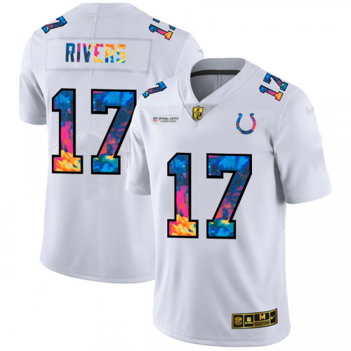 Indianapolis Indianapolis Colts #17 Philip Rivers Men's White Multi-Color 2020 Crucial Catch Limited Jersey Men's