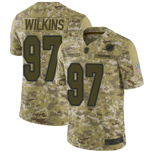 Miami Dolphins #97 Christian Wilkins Camo Men's Stitched Limited 2018 Salute To Service Jersey Men's
