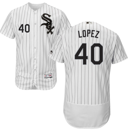 Chicago White Sox #40 Reynaldo Lopez White(Black Strip) Flexbase Authentic Collection Stitched Jersey Men's