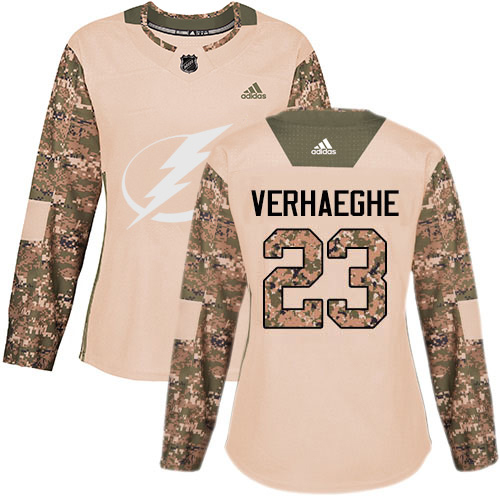 Adidas Tampa Bay Lightning #23 Carter Verhaeghe Camo Authentic 2017 Veterans Day Women's Stitched Jersey Womens
