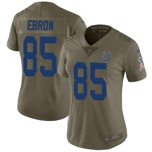 Indianapolis Colts #85 Eric Ebron Olive Women's Stitched Limited 2017 Salute to Service Jersey Womens