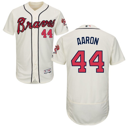 Atlanta Braves #44 Hank Aaron Cream Flexbase Authentic Collection Stitched Jersey Men's