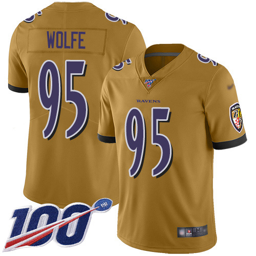 Baltimore Ravens #95 Derek Wolfe Gold Men's Stitched Limited Inverted Legend 100th Season Jersey Men's