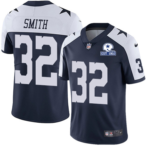 Dallas Cowboys #32 Saivion Smith Navy Blue Thanksgiving Men's Stitched With Established In 1960 Patch Vapor Untouchable Limited Throwback Jersey M