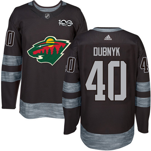 Adidas Minnesota Wild #40 Devan Dubnyk Black 1917-2017 100th Anniversary Stitched Jersey Men's