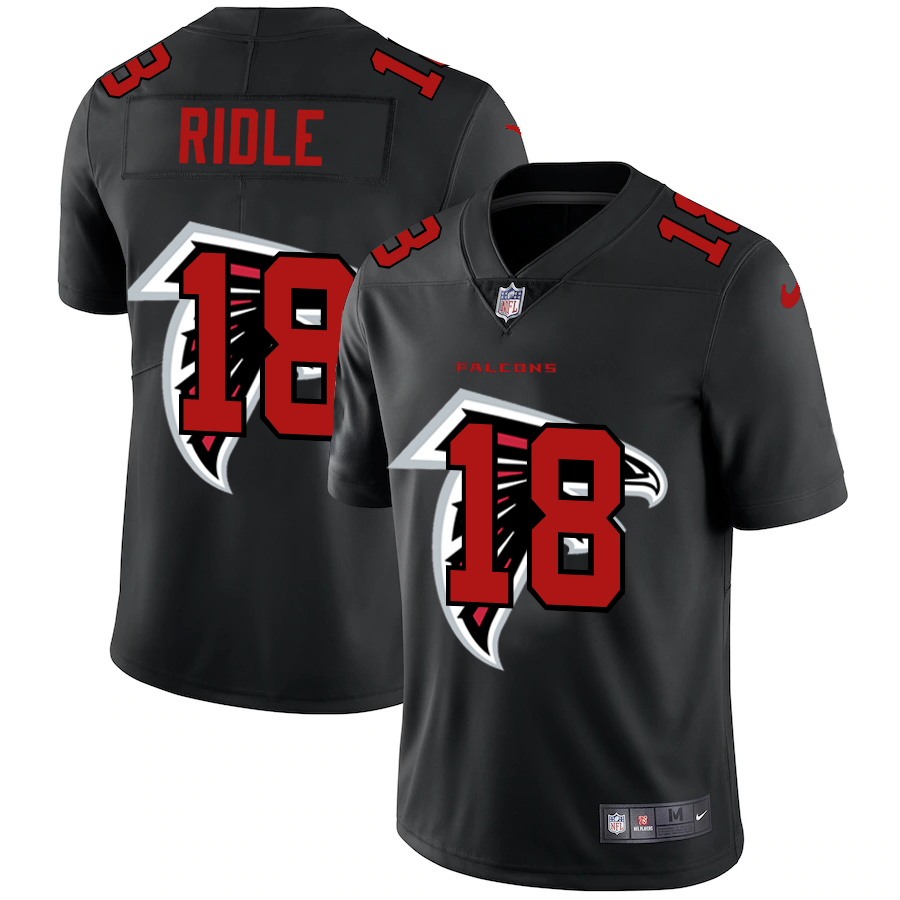 Atlanta Falcons #18 Calvin Ridley Men's Team Logo Dual Overlap Limited Jersey Black