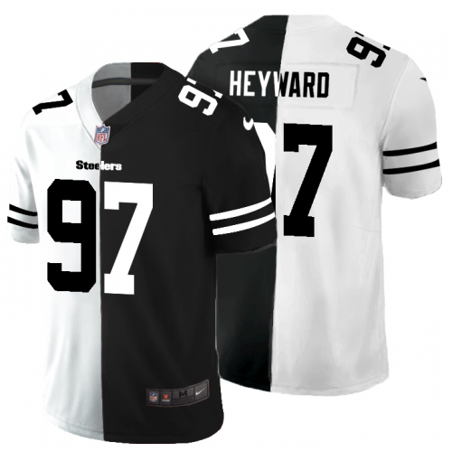 Pittsburgh Pittsburgh Steelers #97 Cameron Heyward Men's Black V White Peace Split Vapor Untouchable Limited Jersey Men's