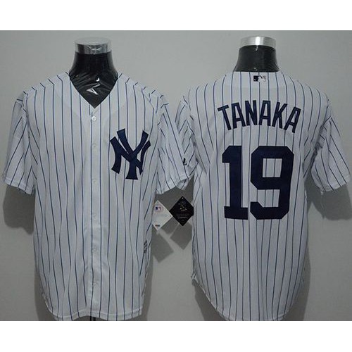 New York Yankees #19 Masahiro Tanaka White Strip New Cool Base Stitched Jersey Men's