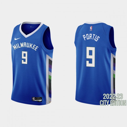 Milwaukee Milwaukee Bucks #9 Bobby Portis Mens Blue 2022-23 Jersey - City Edition Mens