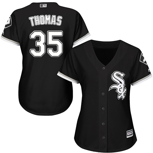 Chicago White Sox #35 Frank Thomas Black Alternate Women's Stitched Jersey Womens