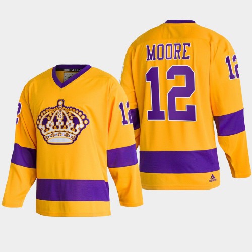 Adidas Los Angeles Kings #12 Trevor Moore Team Classics Gold Men's 2022 Throwback Jersey Men's