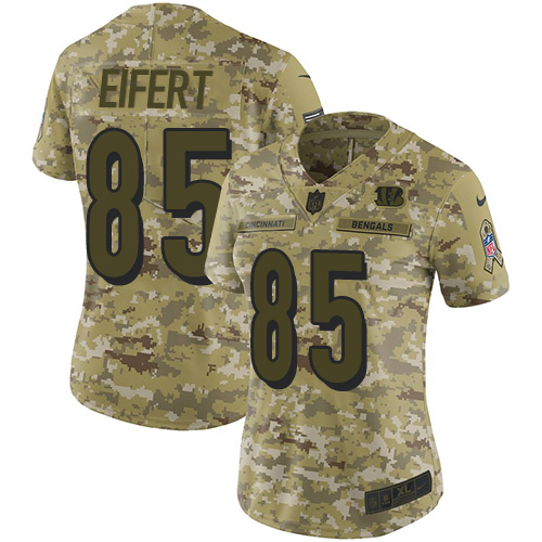 Cincinnati Bengals #85 Tyler Eifert Camo Women's Stitched Limited 2018 Salute to Service Jersey Womens