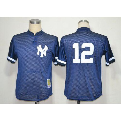 Mitchell And Ness 1995 New York Yankees #12 Wade Boggs Blue Throwback Stitched Jersey Men's
