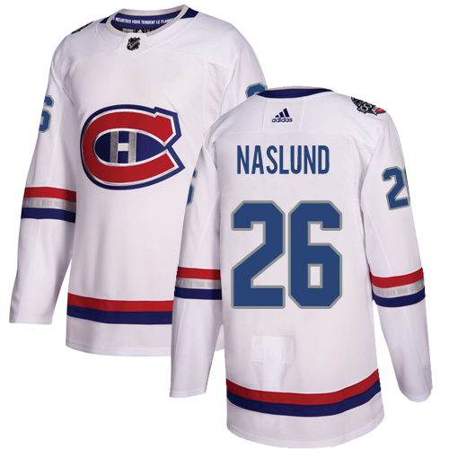 Adidas Montreal Canadiens #26 Mats Naslund White Authentic 2017 100 Classic Stitched Jersey Men's