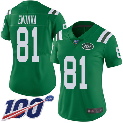 New York Jets #81 Quincy Enunwa Green Women's Stitched Limited Rush 100th Season Jersey Womens